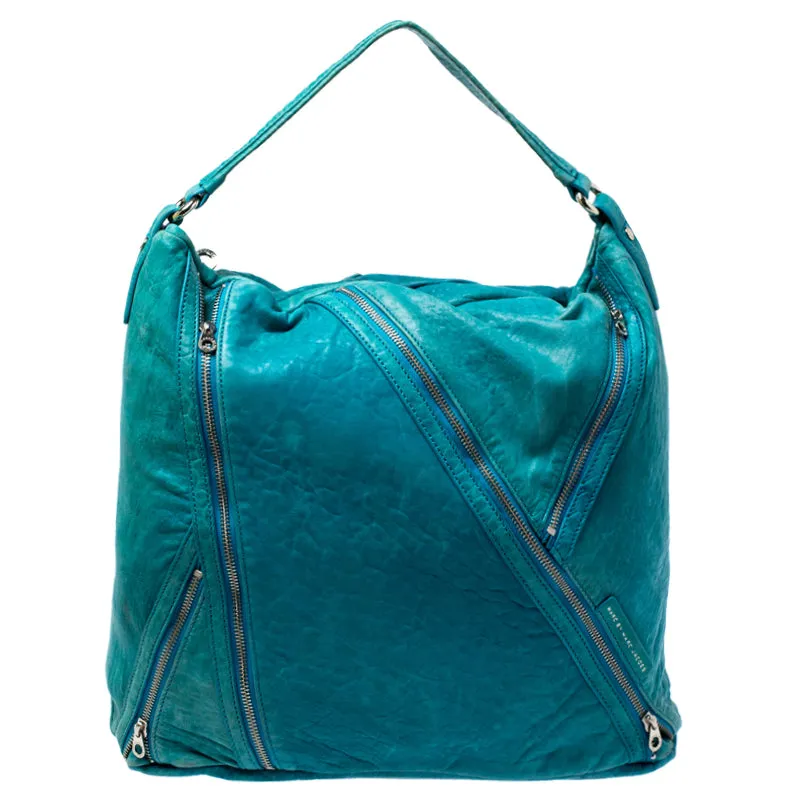 Blue Leather Leola Zip Hobo