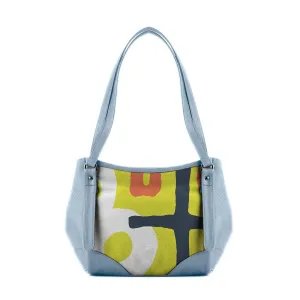 Blue Leather Tote Bag T8