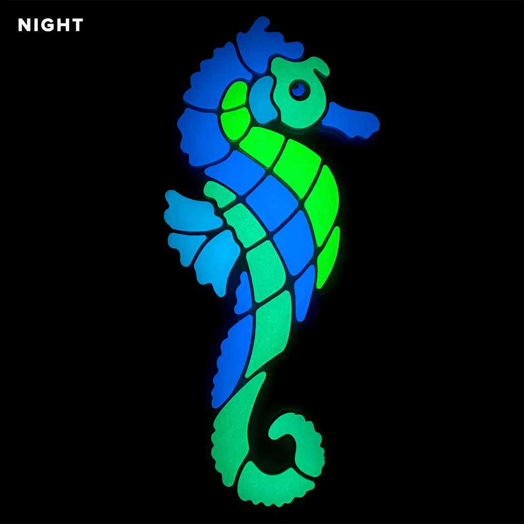 Blue Seahorse, Right - Glow in the Dark Pool Mosaic