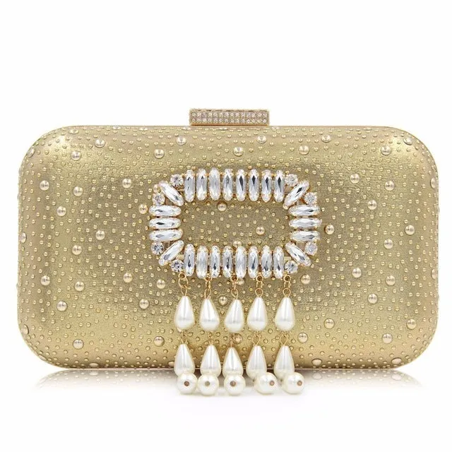 Box Clutches Fashion Beaded Tassel Evening Female Wedding Purse