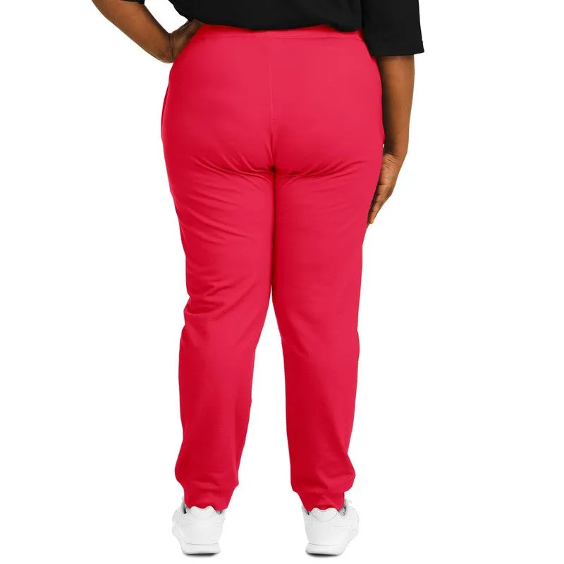 Bright Pink Red Joggers | Unisex | with PLUS sizes | Bright Pure Pink Red | C0M100Y75K0