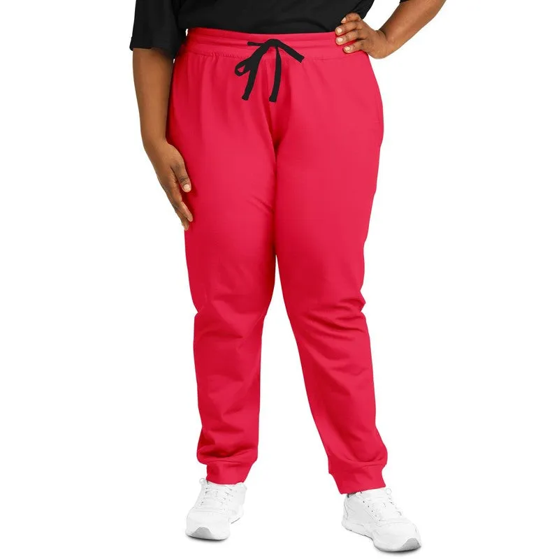 Bright Pink Red Joggers | Unisex | with PLUS sizes | Bright Pure Pink Red | C0M100Y75K0