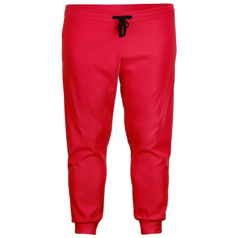 Bright Pink Red Joggers | Unisex | with PLUS sizes | Bright Pure Pink Red | C0M100Y75K0