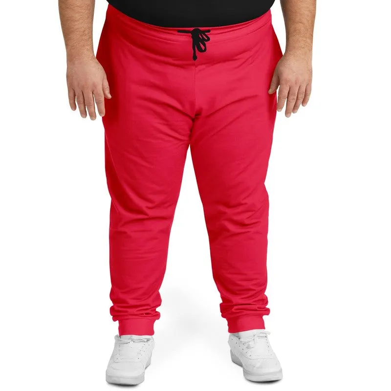 Bright Pink Red Joggers | Unisex | with PLUS sizes | Bright Pure Pink Red | C0M100Y75K0