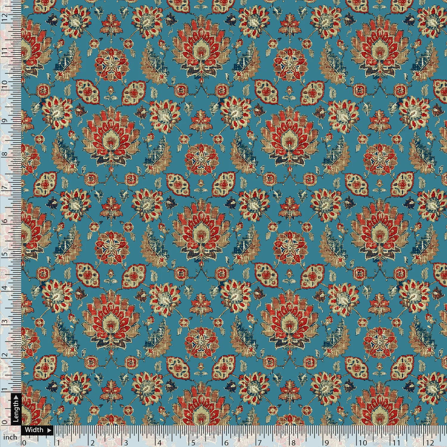 Brown Jecobean Floral Pure Georgette Printed Fabric Material