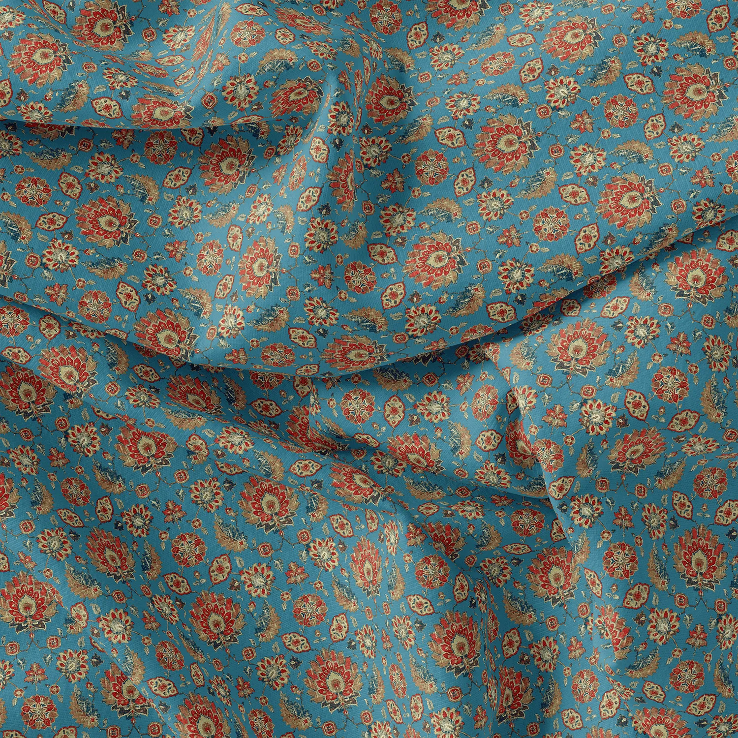 Brown Jecobean Floral Pure Georgette Printed Fabric Material