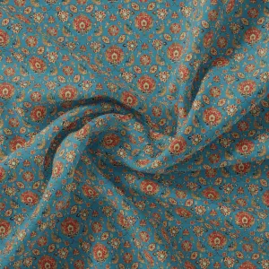 Brown Jecobean Floral Pure Georgette Printed Fabric Material