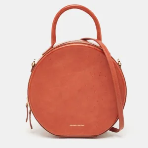 Brown Leather Circle Crossbody Bag