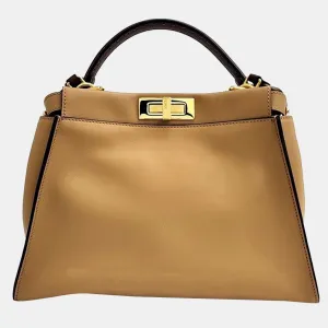 Brown Leather Peekaboo Medium Handbag