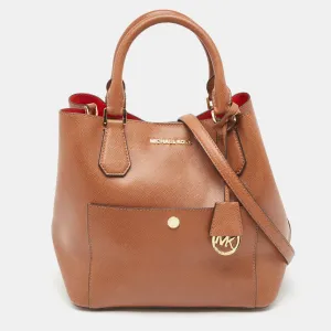 Brown Saffiano Leather Greenwich Tote