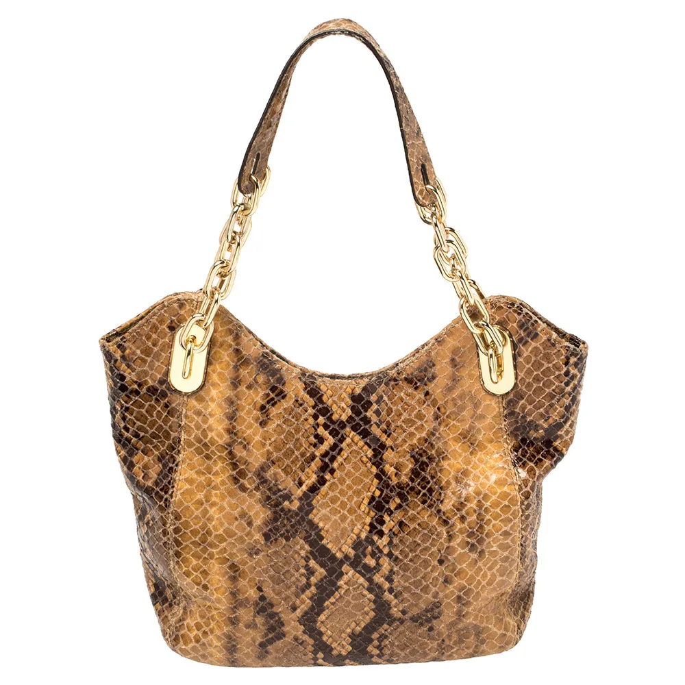 Brown Snakeskin Effect Leather Lilly Hobo