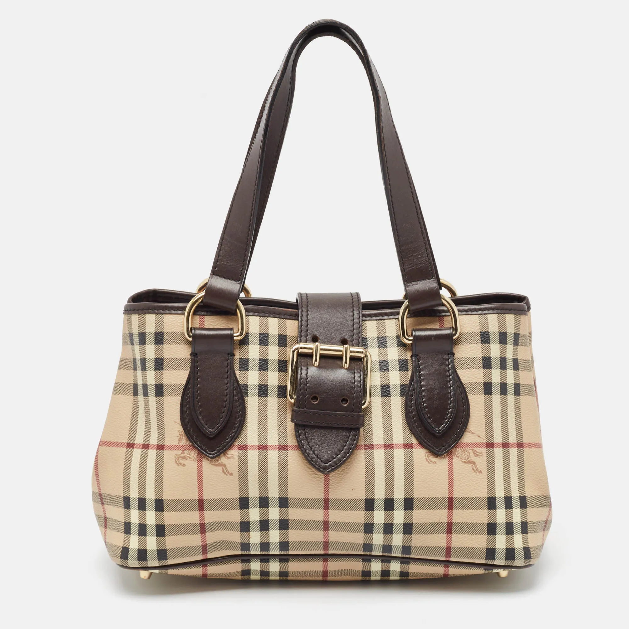 Brown/Beige Haymarket Coated Canvas and Leather Eden Tote