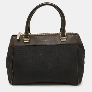 Brown/Black Monogram Canvas and Leather Double Zip Tote