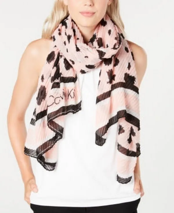 Calvin Klein Leopard Pleated Scarf