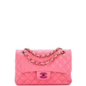 CHANEL Classic Double Flap Bag Quilted Lambskin with Rainbow Hardware Small