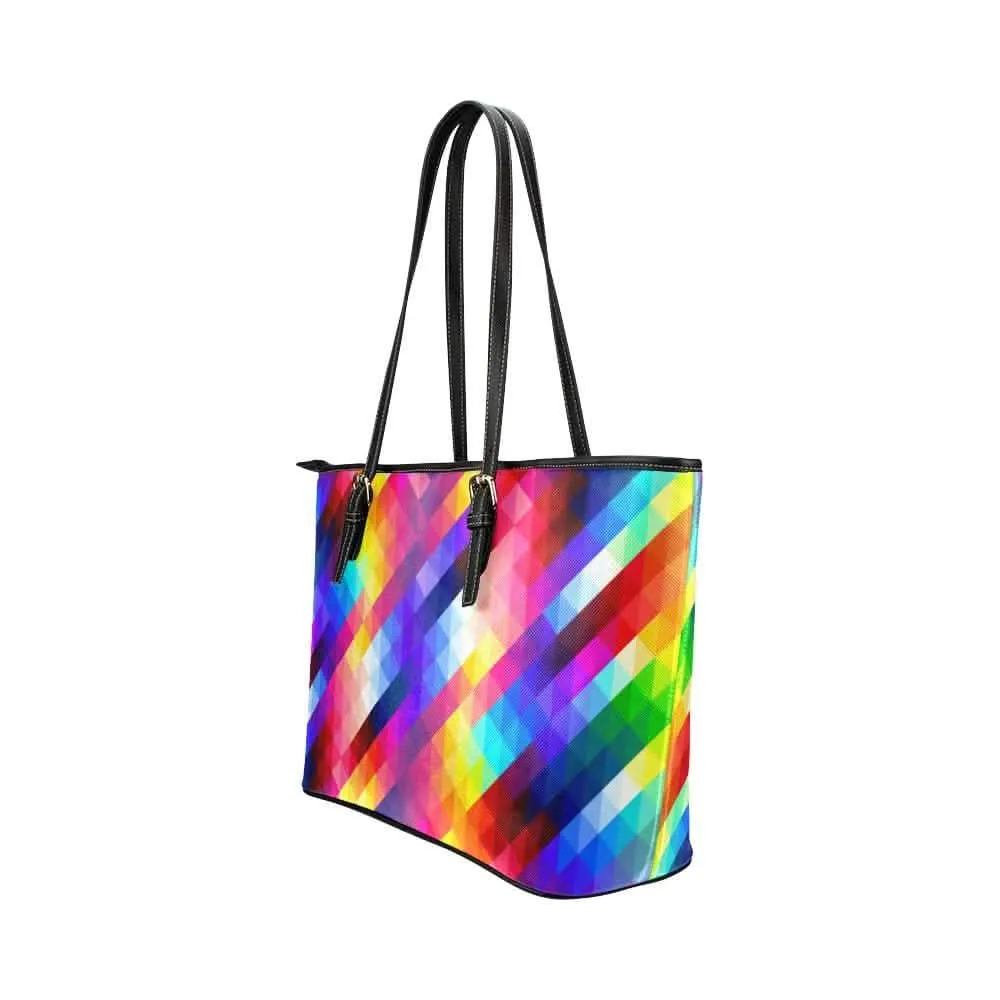 Chic Multicolor Grid Pattern Leather Tote - Your Ultimate Stylish Shoulder Bag