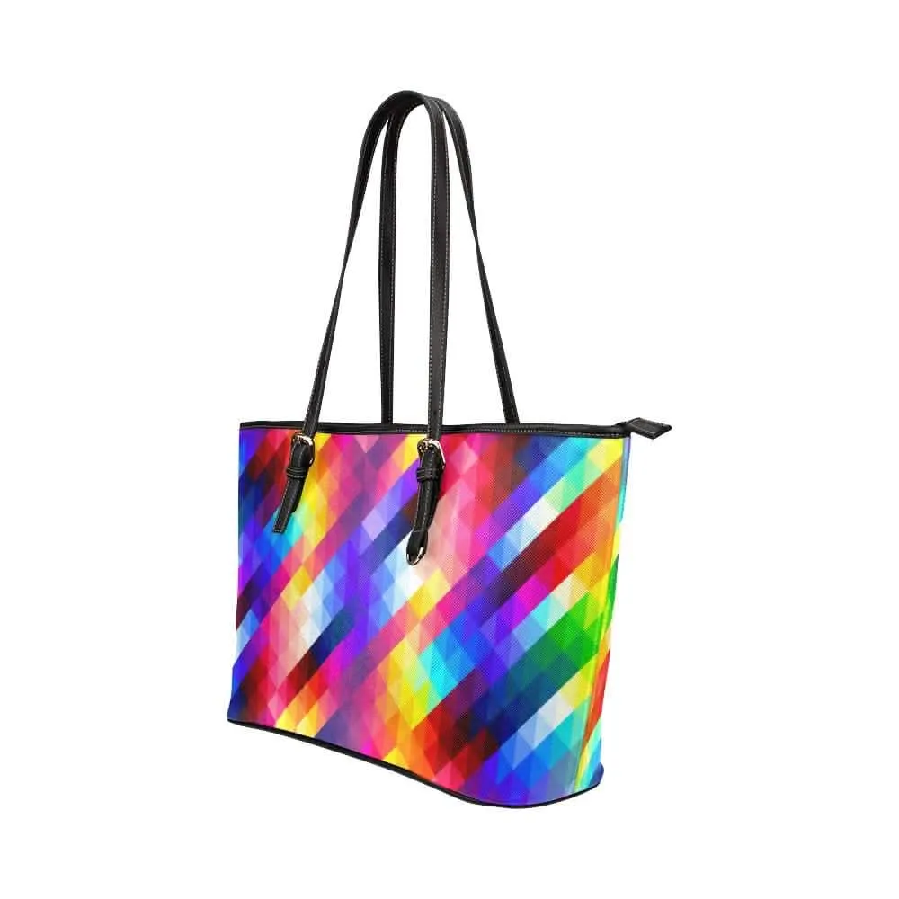 Chic Multicolor Grid Pattern Leather Tote - Your Ultimate Stylish Shoulder Bag