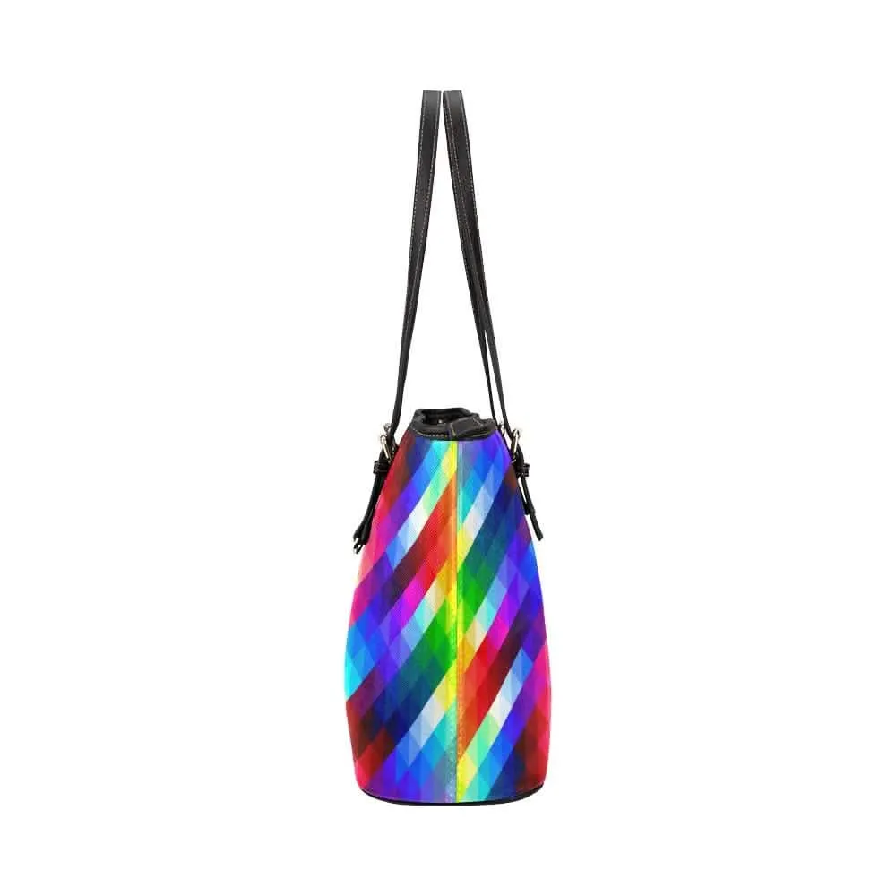 Chic Multicolor Grid Pattern Leather Tote - Your Ultimate Stylish Shoulder Bag