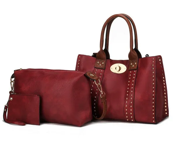 City Chic Satchel Handbag- 3 Piece Set