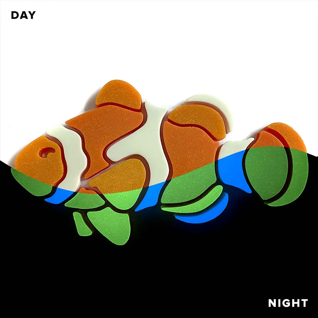 Clownfish, Left - Glow in the Dark Pool Mosaic