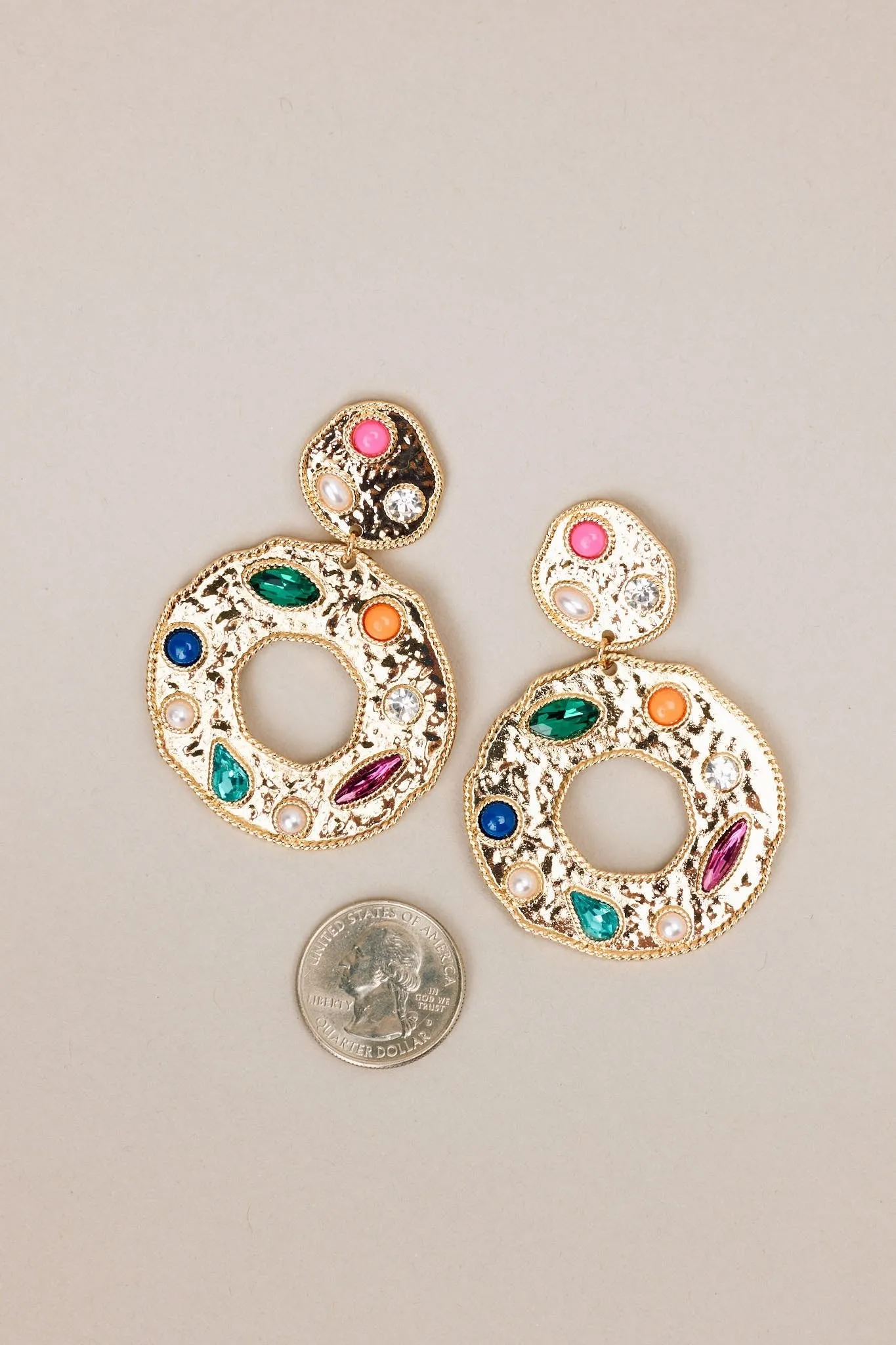 Colorful Dynamic Gold & Multicolor Rhinestone Earrings