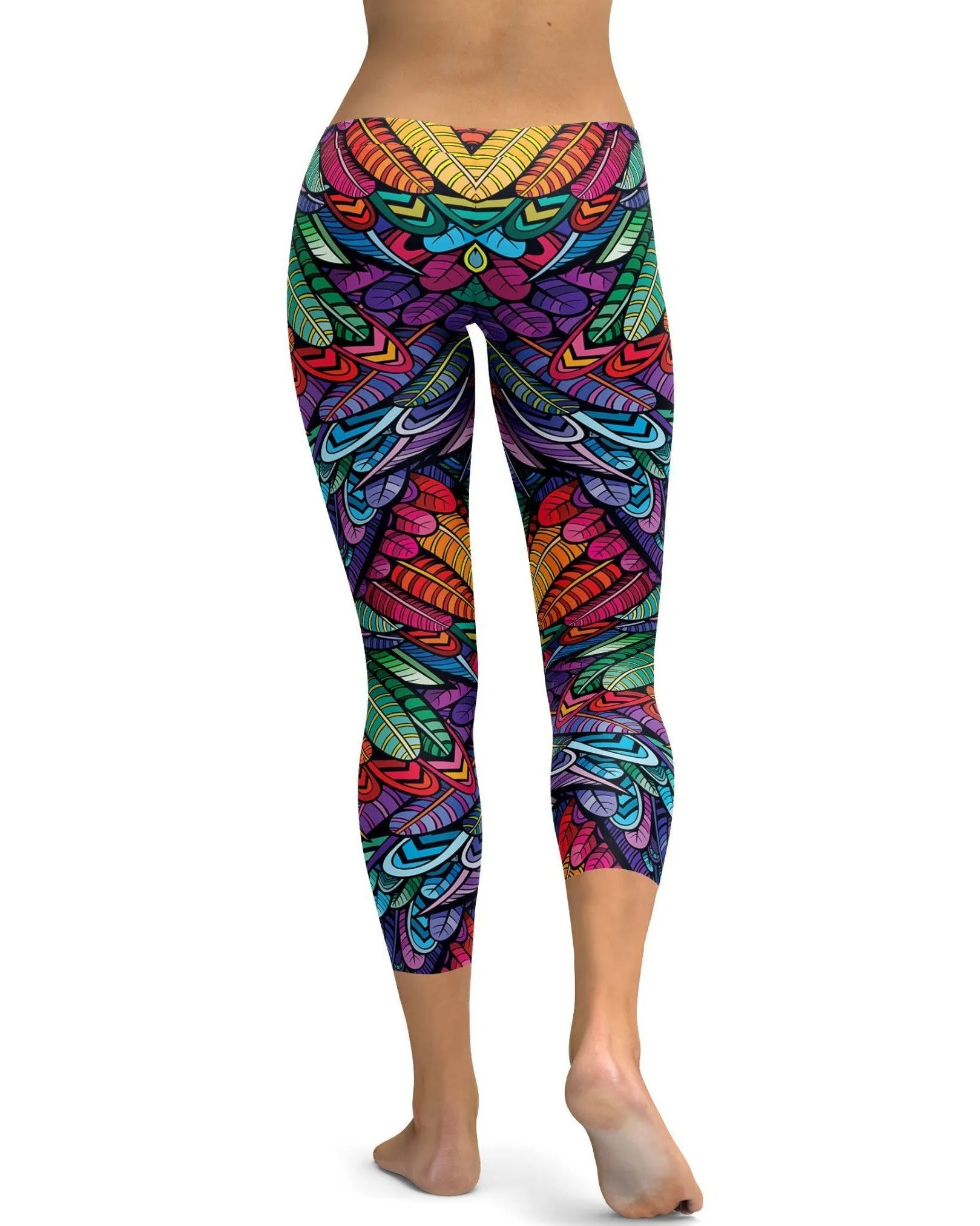 Colorful Feathers Capris