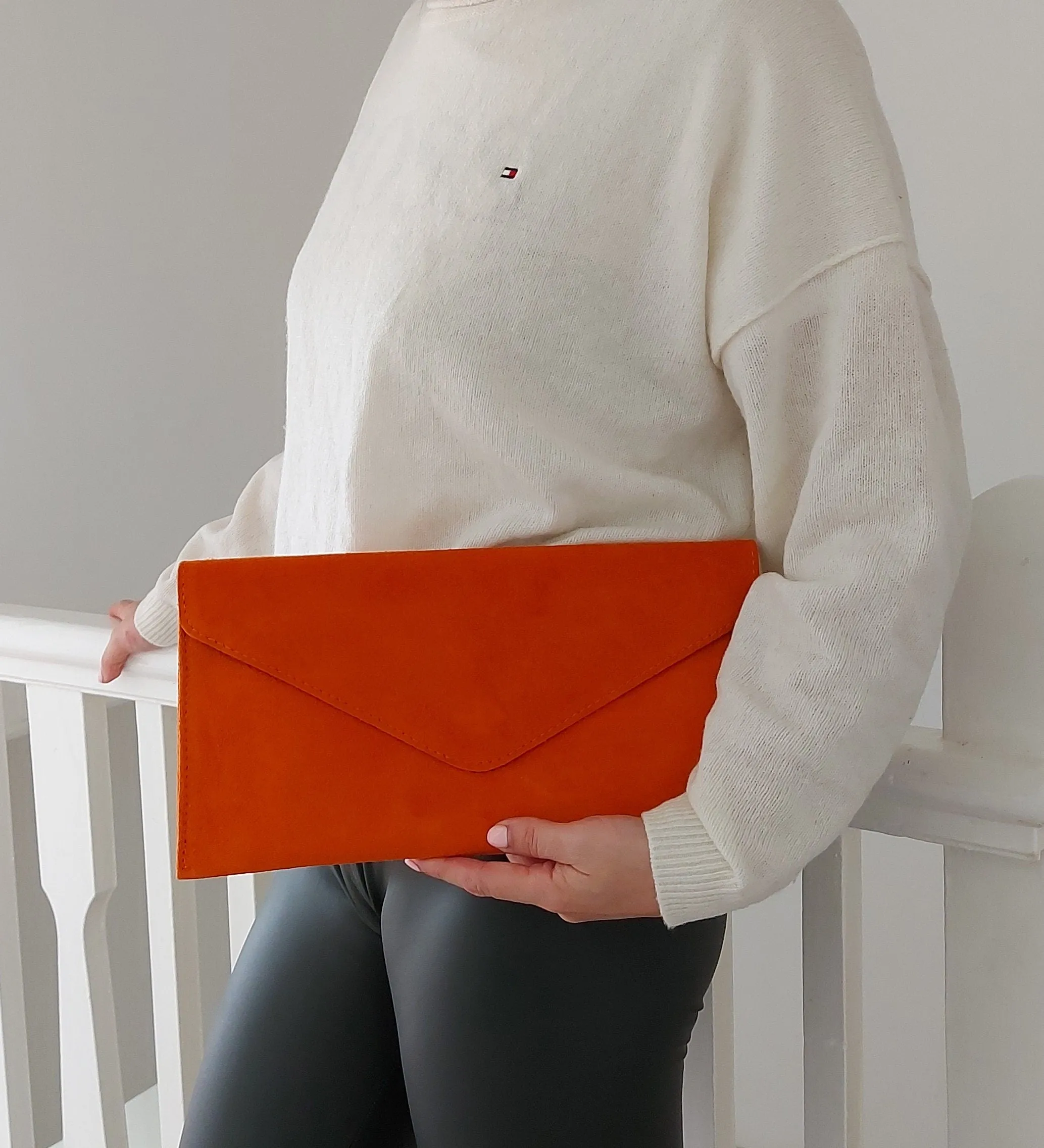 Coral Rose envelope clutch bag