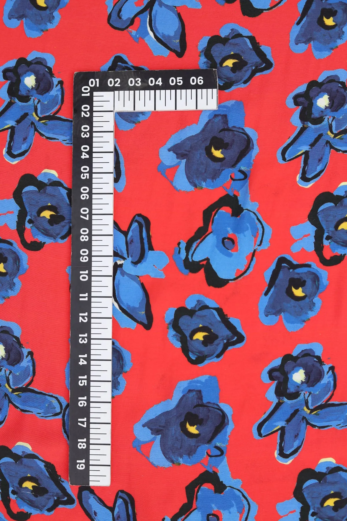 Crimson Red All Over Modern Flower Print Natural Muslin Silk Fabric