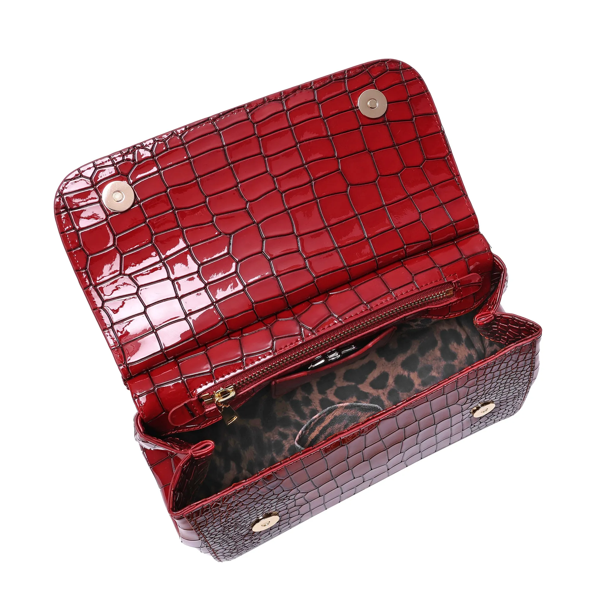 Croco Embossed Satchel Bag