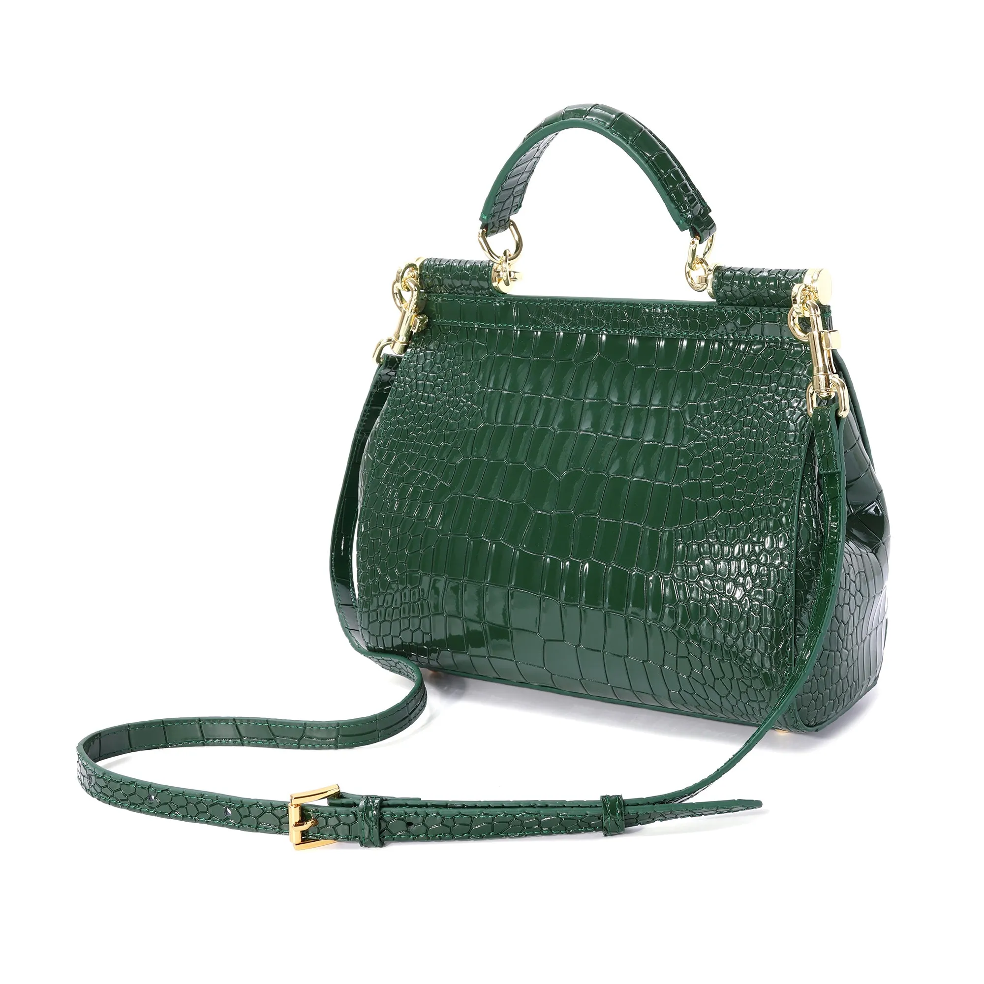 Croco Embossed Satchel Bag