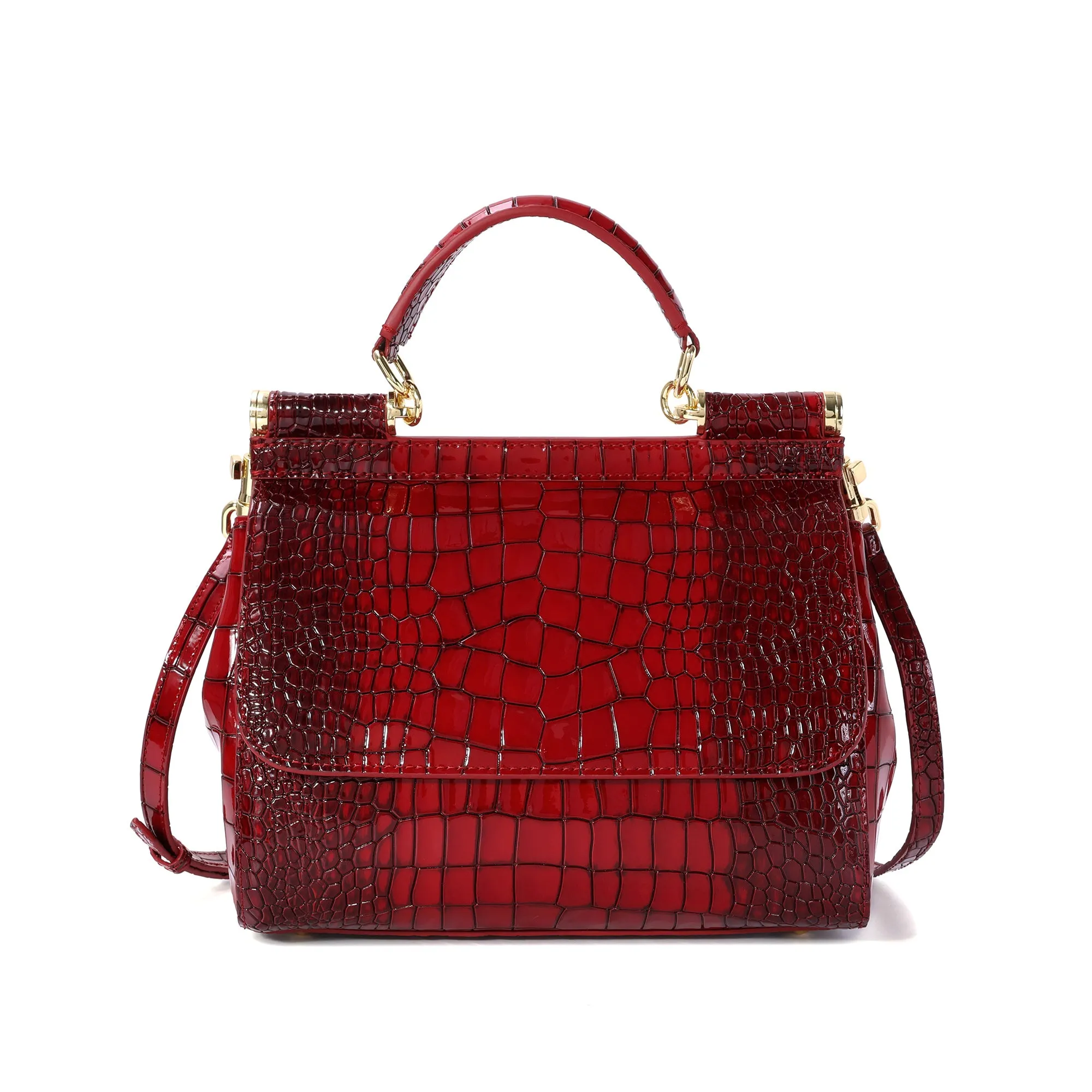 Croco Embossed Satchel Bag