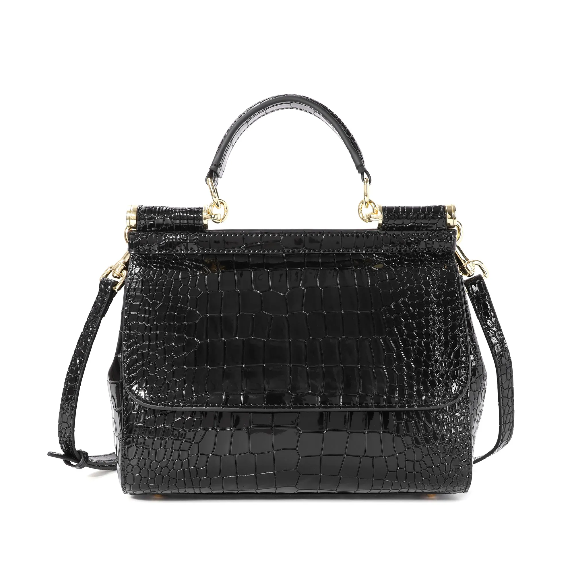 Croco Embossed Satchel Bag