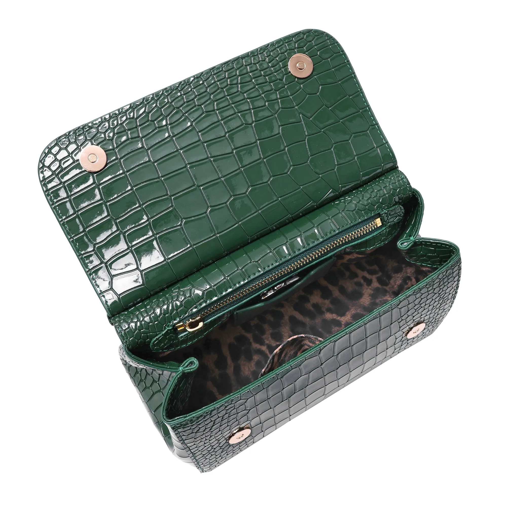 Croco Embossed Satchel Bag