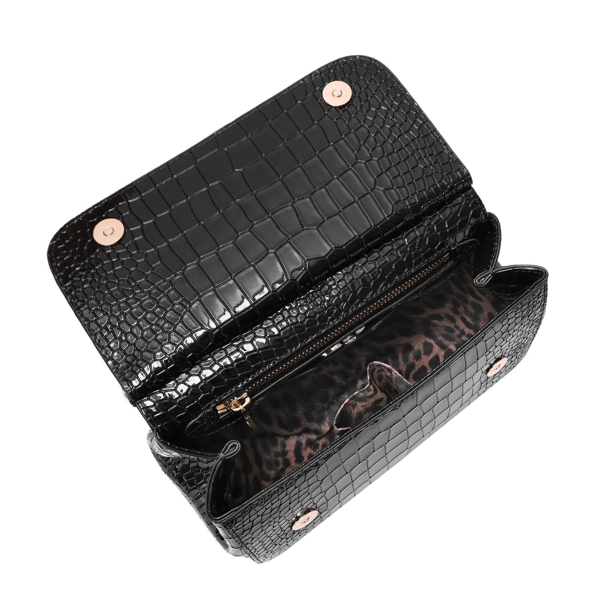 Croco Embossed Satchel Bag