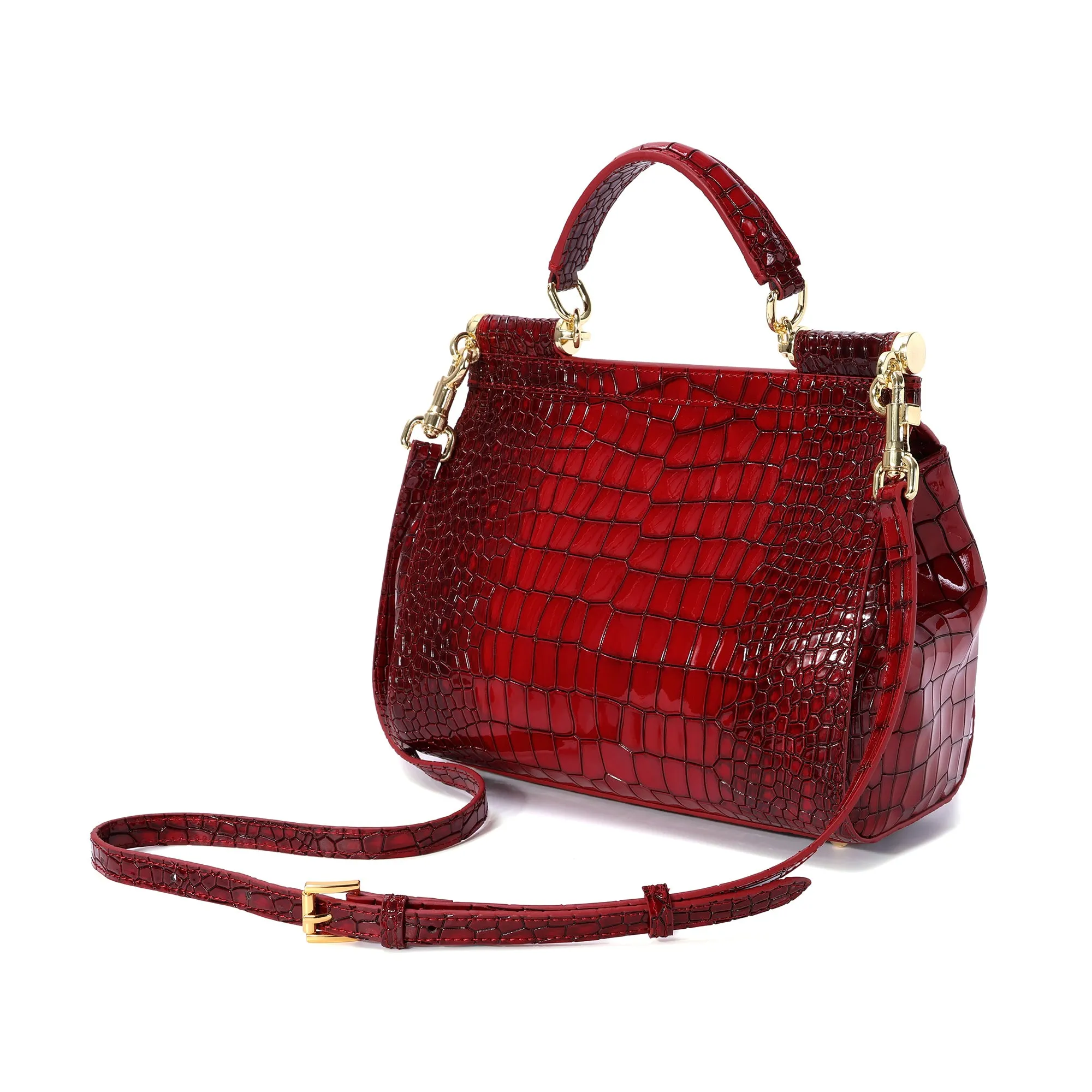 Croco Embossed Satchel Bag