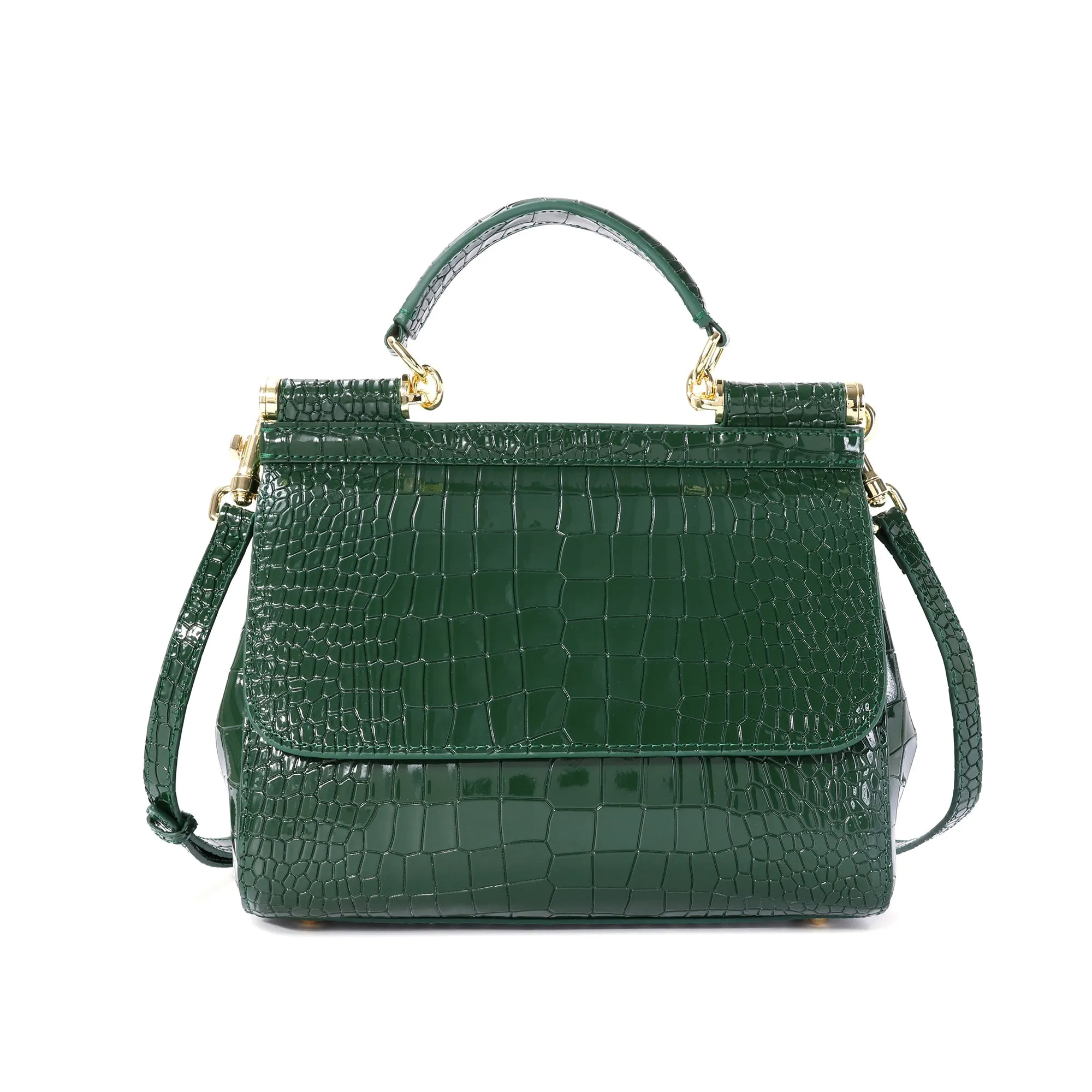 Croco Embossed Satchel Bag