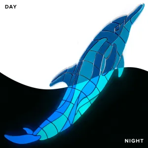 Dancing Dolphin, Right - Glow in the Dark Pool Mosaic