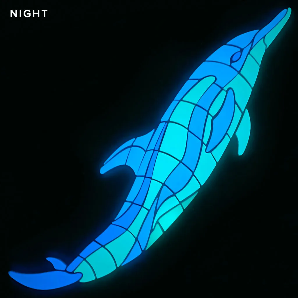 Dancing Dolphin, Right - Glow in the Dark Pool Mosaic