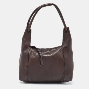 Dark Brown Leather Baguette Bag