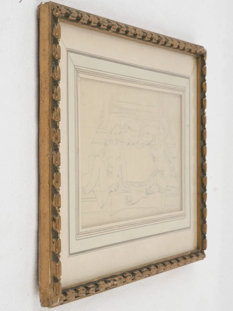 Design Sketch w/ Putti Attributed to Gilles-Marie Oppenord (1672–1742) - 8¼" x 11"