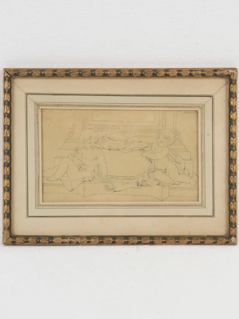 Design Sketch w/ Putti Attributed to Gilles-Marie Oppenord (1672–1742) - 8¼" x 11"