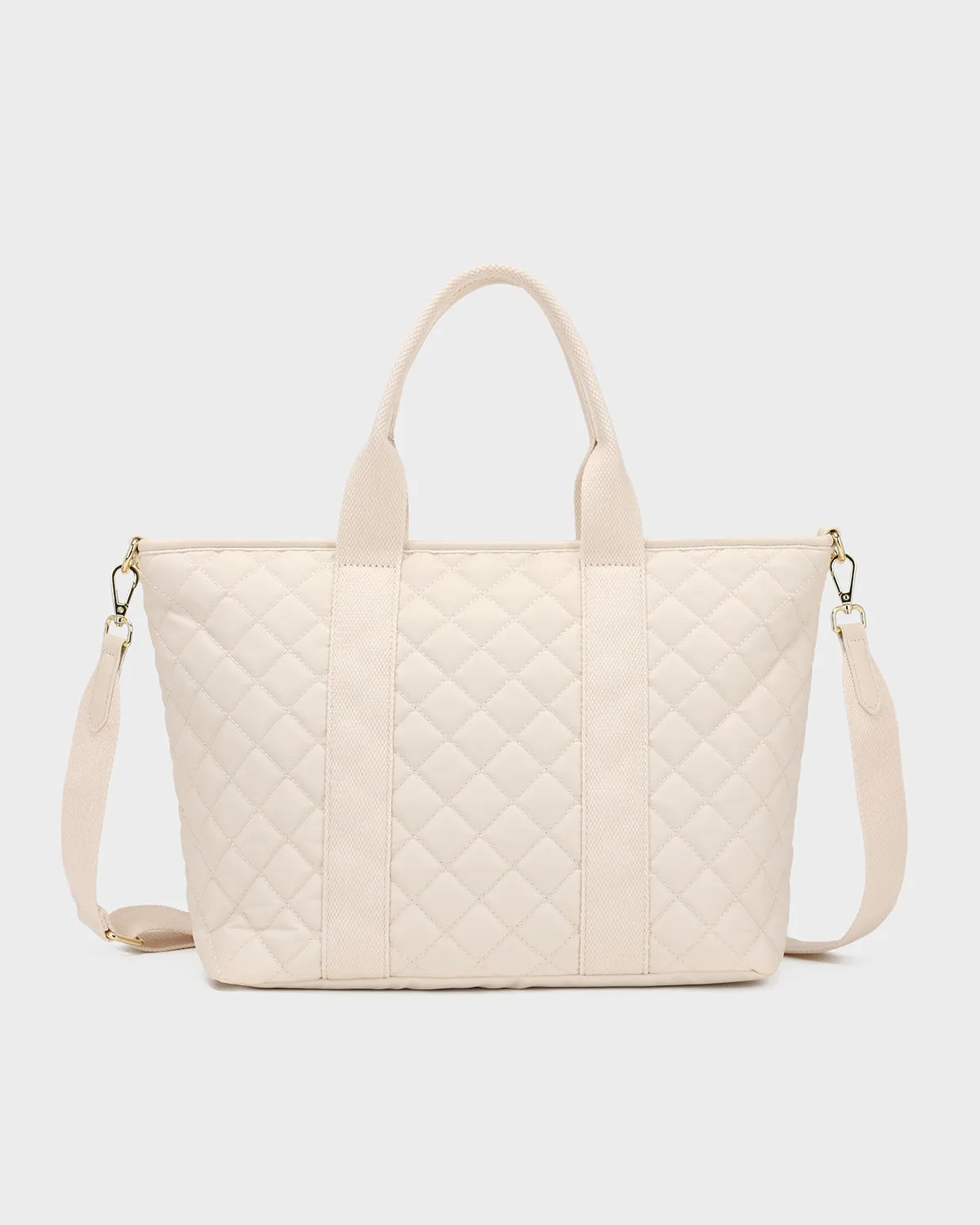 Diamond Stitch Tote Bag in Beige