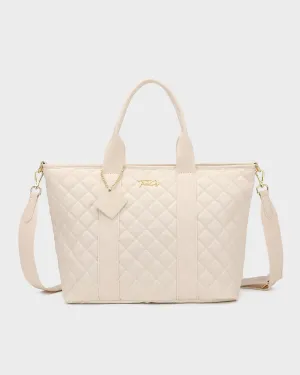 Diamond Stitch Tote Bag in Beige