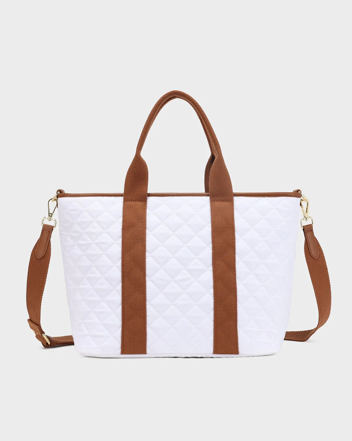 Diamond Stitch Tote Bag in White