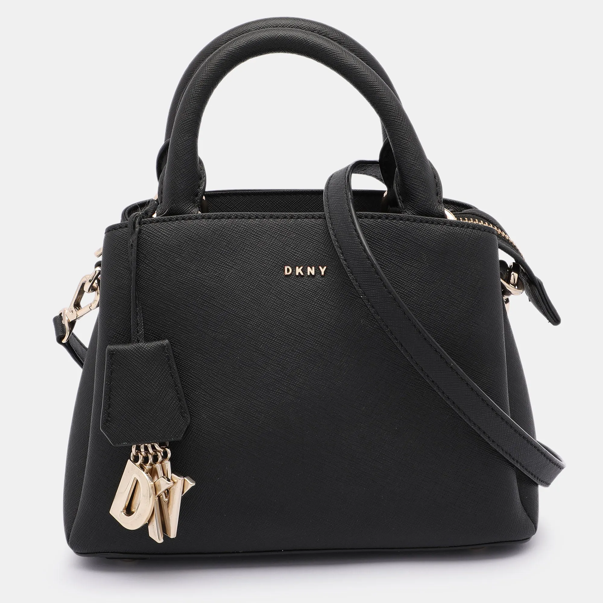 DKNY Black Leather Paige Satchel