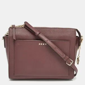 DKNY Brick Burgundy Saffiano Leather Ava Crossbody Bag