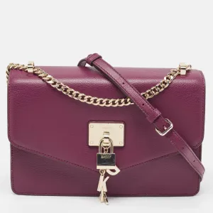 DKNY Burgundy Leather Elissa Flap Shoulder Bag