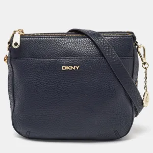 DKNY Navy Blue Leather Zip Crossbody Bag