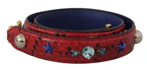 Dolce & Gabbana Red Exotic Leather Crystals Shoulder Strap