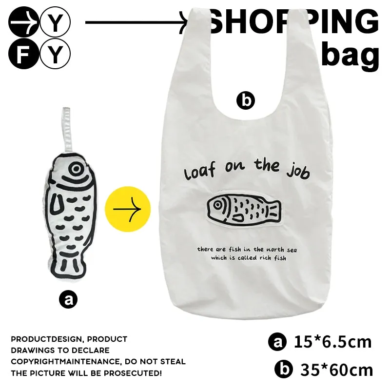 Eco-Friendly Rich Fish Tote Bag - Large Capacity Folding grocery Bag